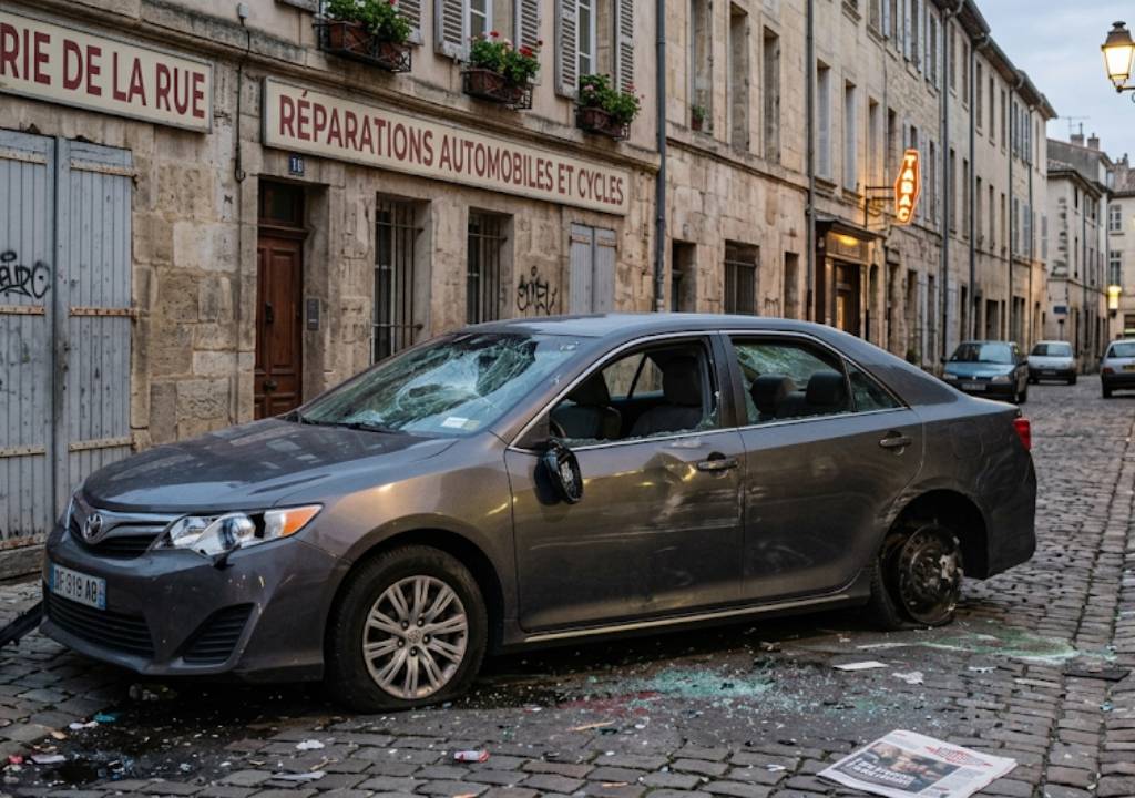 Voiture vandalisée ruelle